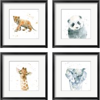 Framed 'Baby Animals 4 Piece Framed Art Print Set' border=