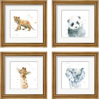 Framed 'Baby Animals 4 Piece Framed Art Print Set' border=