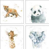 Framed 'Baby Animals 4 Piece Art Print Set' border=
