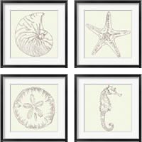 Framed 'Coastal Breeze Sketches Silver 4 Piece Framed Art Print Set' border=