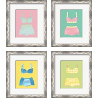 Framed 'Bathing Beauties Pastel 4 Piece Framed Art Print Set' border=