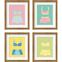 Framed 'Bathing Beauties Pastel 4 Piece Framed Art Print Set' border=