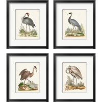 Framed 'Antique Heron & Cranes 4 Piece Framed Art Print Set' border=