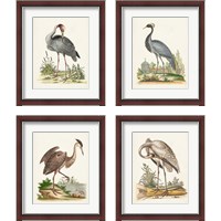 Framed 'Antique Heron & Cranes 4 Piece Framed Art Print Set' border=