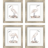 Framed 'White Heron 4 Piece Framed Art Print Set' border=