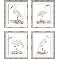 Framed 'White Heron 4 Piece Framed Art Print Set' border=