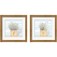 Framed 'Lavender and Wood Square 2 Piece Framed Art Print Set' border=