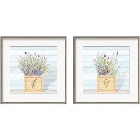 Framed 'Lavender and Wood Square 2 Piece Framed Art Print Set' border=