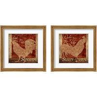 Framed 'Damask Rooster 2 Piece Framed Art Print Set' border=