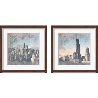 Framed 'Chicago Skyline 2 Piece Framed Art Print Set' border=