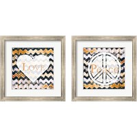 Framed 'Peace & Love 2 Piece Framed Art Print Set' border=