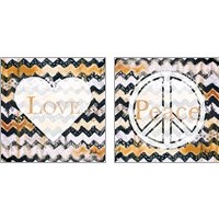 Framed 'Peace & Love 2 Piece Art Print Set' border=
