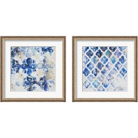 Framed 'Blue Quatrefoil 2 Piece Framed Art Print Set' border=