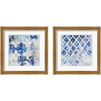 Framed 'Blue Quatrefoil 2 Piece Framed Art Print Set' border=