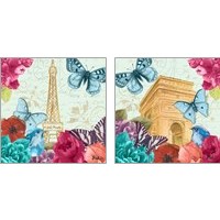 Framed 'Belles Fleurs a Paris 2 Piece Art Print Set' border=