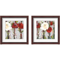 Framed 'Red Romantic Blossoms 2 Piece Framed Art Print Set' border=