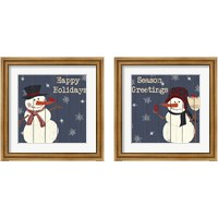 Framed 'Cardinals And Snowmen 2 Piece Framed Art Print Set' border=