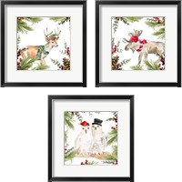 Framed 'Holiday Animal 3 Piece Framed Art Print Set' border=