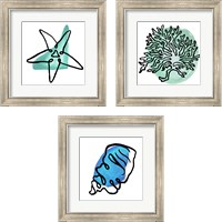 Framed 'Coastal Contours 3 Piece Framed Art Print Set' border=