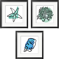 Framed 'Coastal Contours 3 Piece Framed Art Print Set' border=