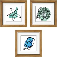 Framed 'Coastal Contours 3 Piece Framed Art Print Set' border=