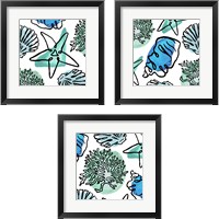 Framed 'Coastal Contours Fusion 3 Piece Framed Art Print Set' border=