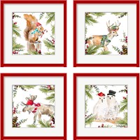 Framed 'Holiday Animal 4 Piece Framed Art Print Set' border=