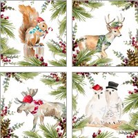 Framed 'Holiday Animal 4 Piece Art Print Set' border=
