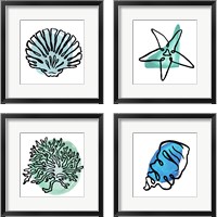 Framed 'Coastal Contours 4 Piece Framed Art Print Set' border=