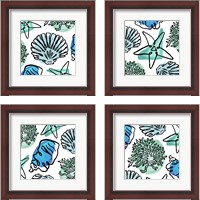 Framed 'Coastal Contours Fusion 4 Piece Framed Art Print Set' border=