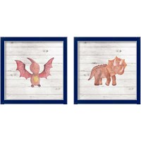 Framed 'Water Color Dino  2 Piece Framed Art Print Set' border=