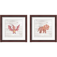 Framed 'Water Color Dino  2 Piece Framed Art Print Set' border=