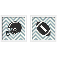 Framed 'Eat Sleep Play Football - Blue 2 Piece Framed Art Print Set' border=