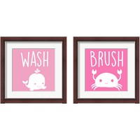 Framed 'Sea Creatures Bath Rules 2 Piece Framed Art Print Set' border=