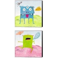 Framed 'Alien Friend  2 Piece Canvas Print Set' border=