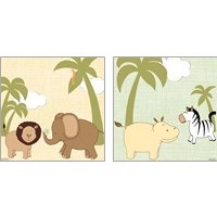 Framed 'Baby Jungle 2 Piece Art Print Set' border=