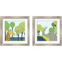 Framed 'Jungle Fun 2 Piece Framed Art Print Set' border=