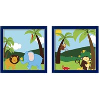 Framed 'Jungle Jamboree 2 Piece Framed Art Print Set' border=