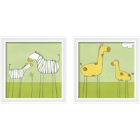 Framed 'Children's Stick-Leg Safari 2 Piece Framed Art Print Set' border=