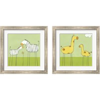 Framed 'Children's Stick-Leg Safari 2 Piece Framed Art Print Set' border=