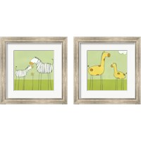 Framed 'Children's Stick-Leg Safari 2 Piece Framed Art Print Set' border=