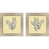 Framed 'Natural Inspiration Eucalyptus Panel Gray & Yellow 2 Piece Framed Art Print Set' border=