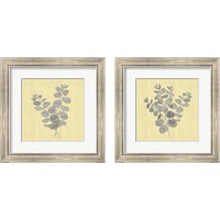 Framed 'Natural Inspiration Eucalyptus Panel Gray & Yellow 2 Piece Framed Art Print Set' border=