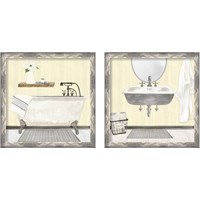 Framed 'Farmhouse Bath II Gray & Yellow 2 Piece Framed Art Print Set' border=