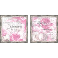 Framed 'Textured Sentiment Pink 2 Piece Framed Art Print Set' border=