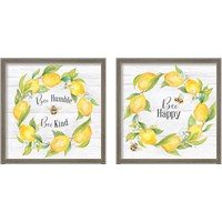 Framed 'Bees & Lemon Wreath 2 Piece Framed Art Print Set' border=