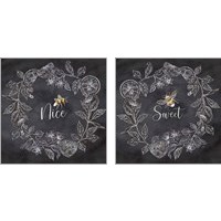 Framed 'Bee Sentiment Wreath Black 2 Piece Art Print Set' border=