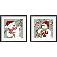 Framed 'Peppermint Snowman 2 Piece Framed Art Print Set' border=
