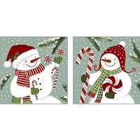 Framed 'Peppermint Snowman 2 Piece Art Print Set' border=