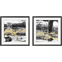 Framed 'Gold Wave 2 Piece Framed Art Print Set' border=